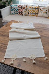 Krem Dantelli Keten Runner 50x130 cm
