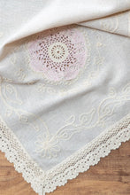 Görseli Galeri görüntüleyiciye yükleyin, Pembe Nakışlı Dantelli Keten Runner 50x130 cm