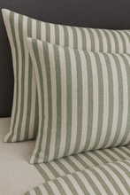 Görseli Galeri görüntüleyiciye yükleyin, Yeşil Çizgili Keten Nevresim Takımı Çift Kişilik