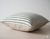 Yeşil Çizgili Keten Yastık Kılıfı