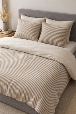 Natural Life Concept Kahverengi Keten Doğal Terletmeyen Ütü İstemeyen  4 Mevsim Nevresim Seti