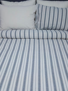 Gri Çizgili Keten Nevresim Seti Çift Kişilik