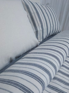 Gri Çizgili Keten Nevresim Seti Çift Kişilik