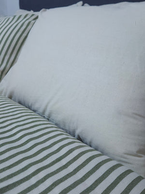 Yeşil Çizgili Keten Nevresim Seti Çift Kişilik