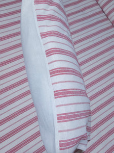 Kırmızı Çizgili Keten Yastık Kılıfı